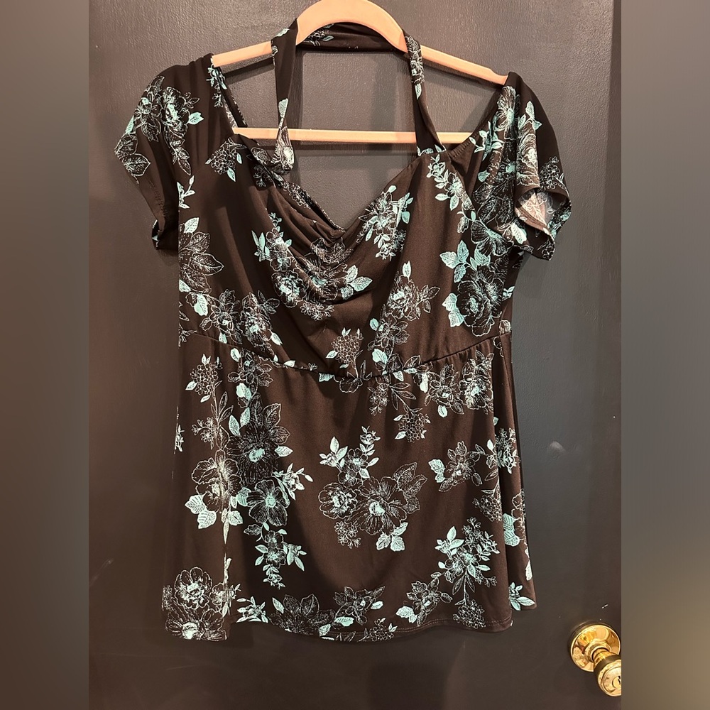 Torrid Floral off the shoulder halter style babydoll top